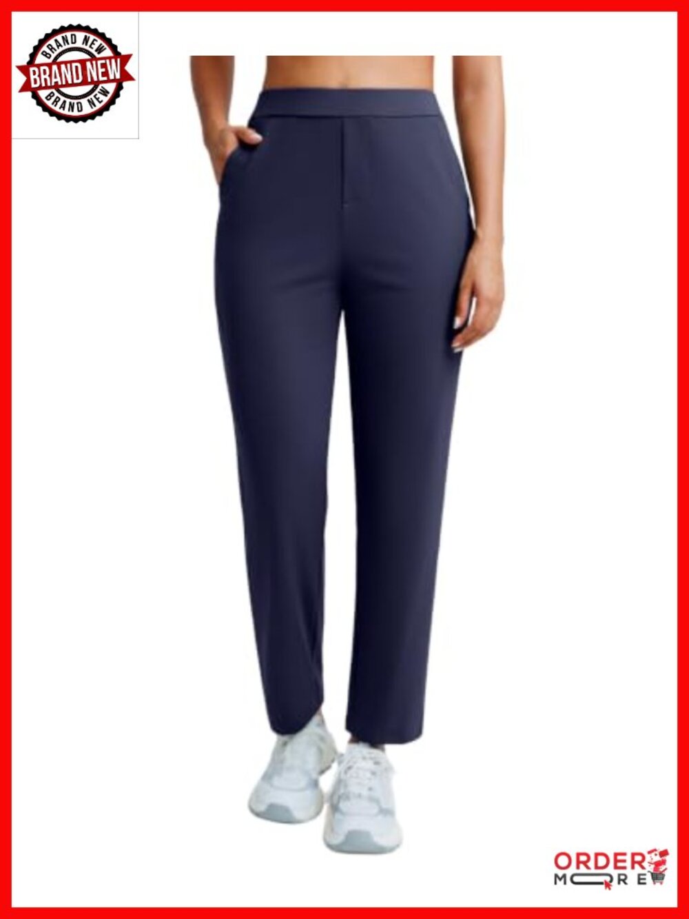 BRXL Womens Golf Pants Stretch Ankle Length High Rise with Pockets Nylon Blend